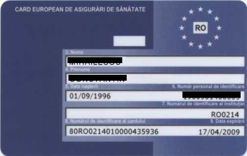 Card european (Verso)